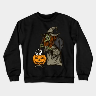 Halloween witch and pumpkin Crewneck Sweatshirt